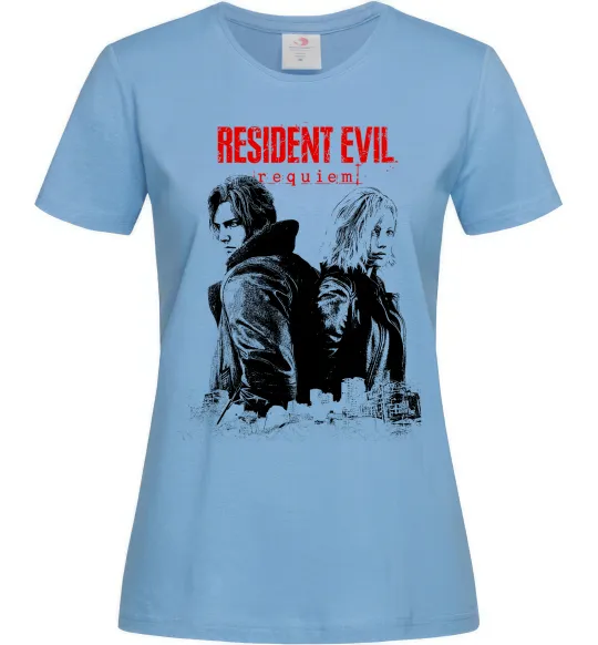 Женская футболка Resident Evil Leon and Grace Голубой фото