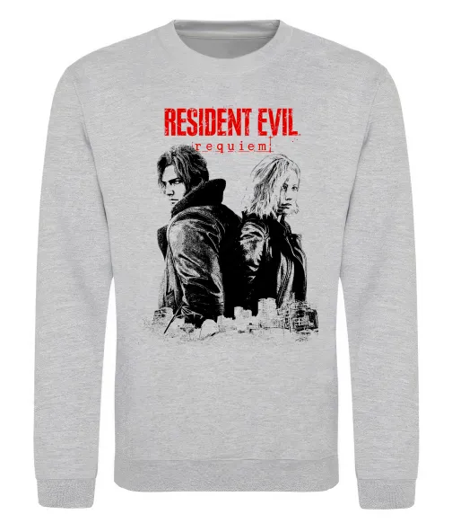 Свитшот Resident Evil Leon and Grace Серый меланж фото