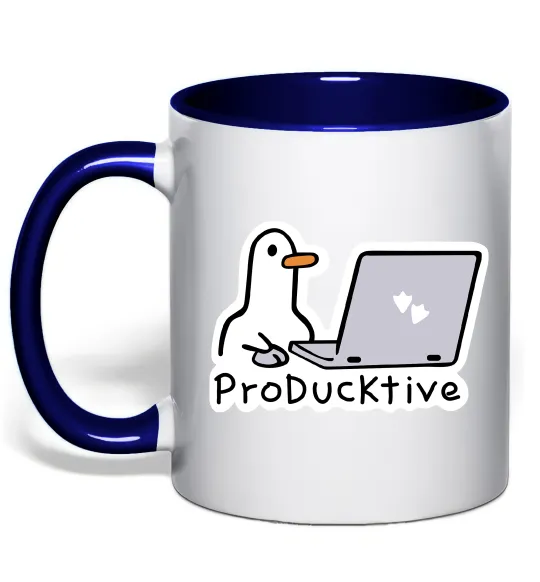 Чашка з кольоровою ручкою proDucktive Глибокий темно-синій фото