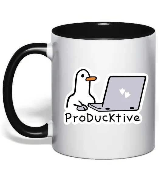 Чашка з кольоровою ручкою proDucktive Чорний фото