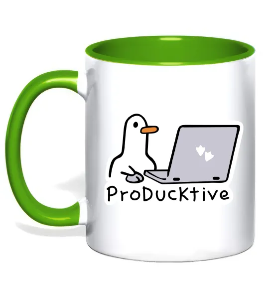 Чашка з кольоровою ручкою proDucktive Лаймовий фото