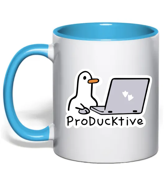 Чашка з кольоровою ручкою proDucktive Блакитний фото