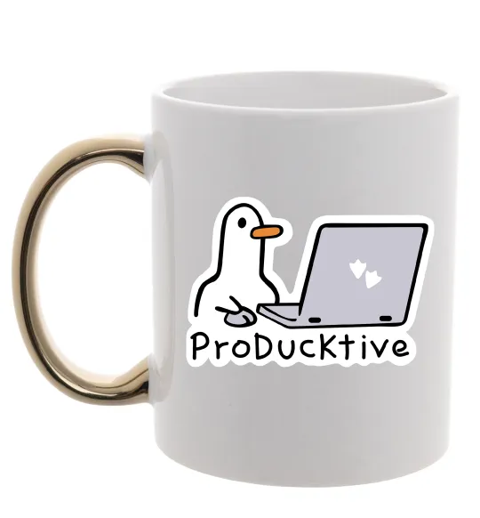Чашка з кольоровою ручкою proDucktive Золото фото