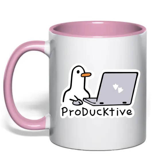 Чашка з кольоровою ручкою proDucktive Ніжно рожевий фото