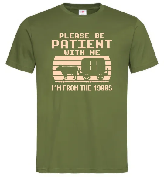 Мужская футболка I`m from 1900s Оливковый фото