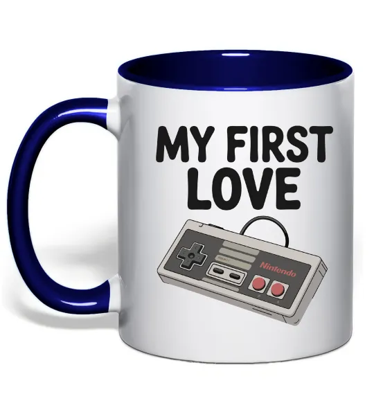 Чашка с цветной ручкой Gamepad first love Глубокий темно-синий фото