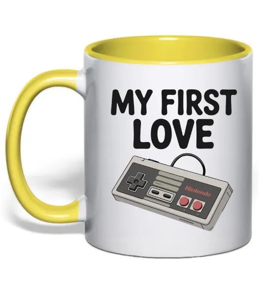 Чашка с цветной ручкой Gamepad first love Лимонный фото