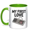 Чашка с цветной ручкой Gamepad first love Лаймовый фото