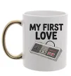 Чашка с цветной ручкой Gamepad first love Золото фото