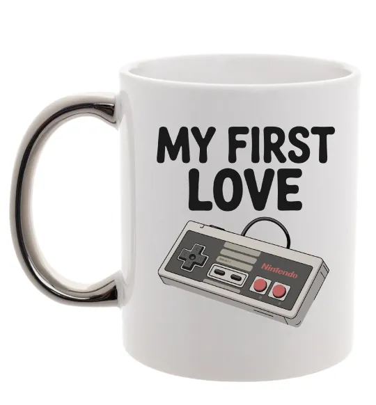 Чашка с цветной ручкой Gamepad first love Серебро фото