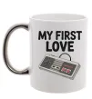 Чашка с цветной ручкой Gamepad first love Серебро фото