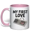Чашка с цветной ручкой Gamepad first love Нежно розовый фото