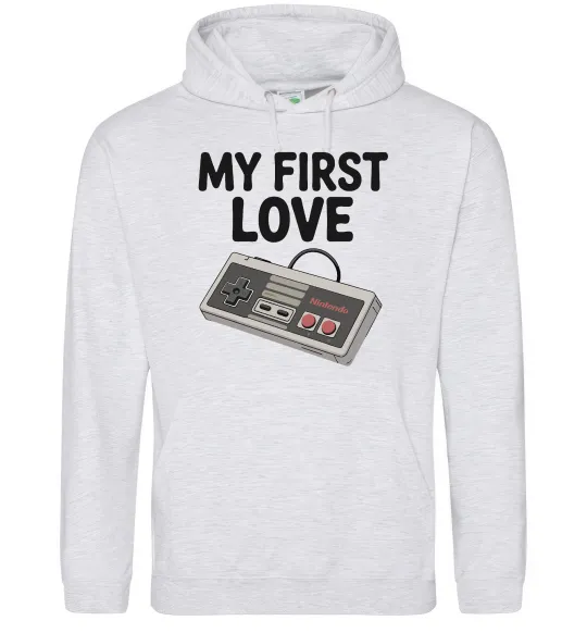 Мужская толстовка (худи) Gamepad first love Серый меланж фото