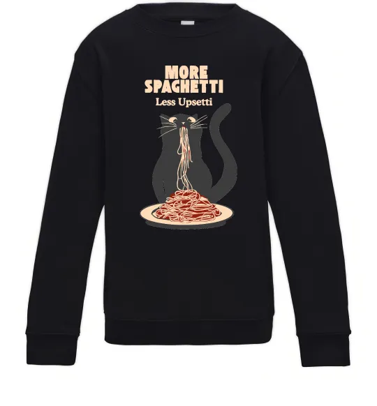 Детский Свитшот More spaghetti less upsetti Черный фото
