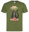 Мужская футболка More spaghetti less upsetti Оливковый фото
