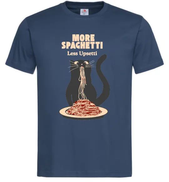 Мужская футболка More spaghetti less upsetti Темно-синий фото