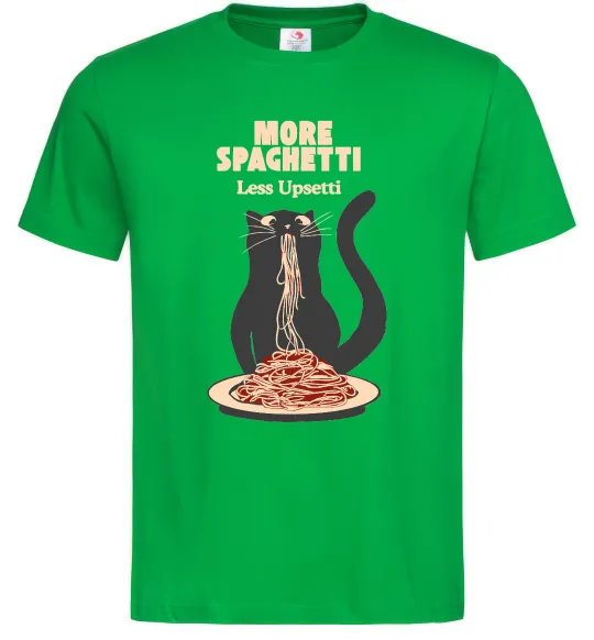 Мужская футболка More spaghetti less upsetti Зеленый фото