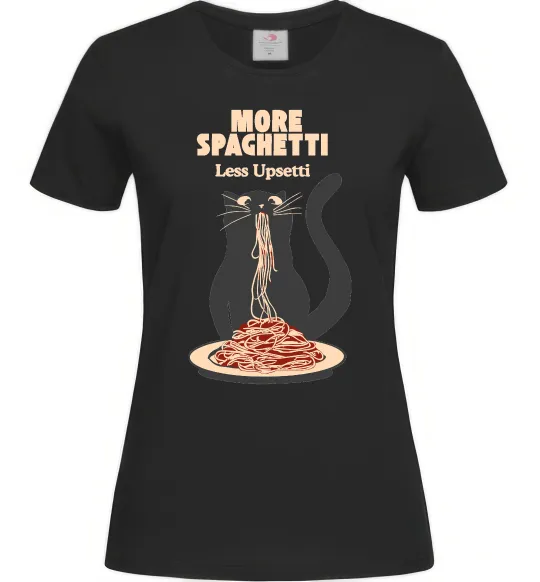 Жіноча футболка More spaghetti less upsetti Чорний фото