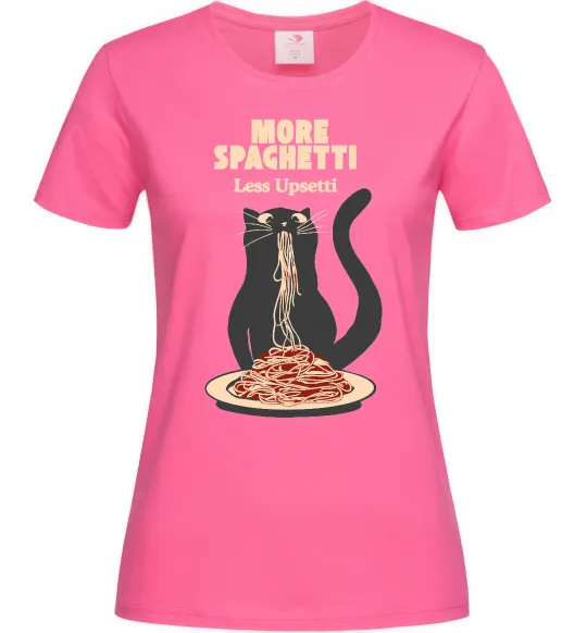 Жіноча футболка More spaghetti less upsetti Яскраво-рожевий фото