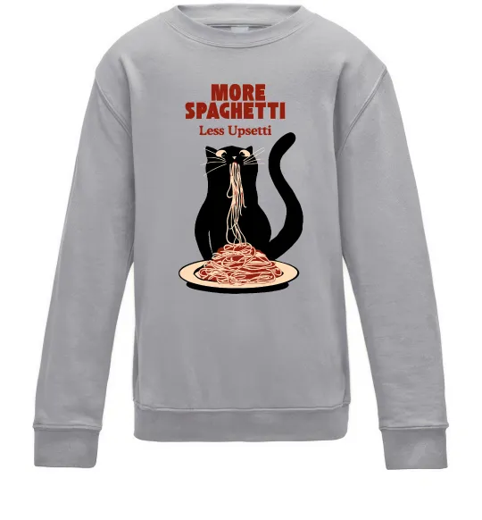 Детский Свитшот More spaghetti less upsetti Серый меланж фото