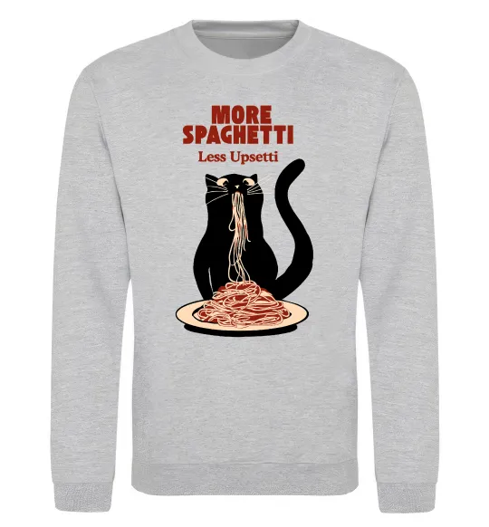 Свитшот More spaghetti less upsetti Серый меланж фото