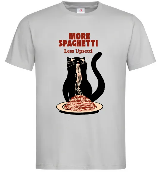 Мужская футболка More spaghetti less upsetti Серый фото