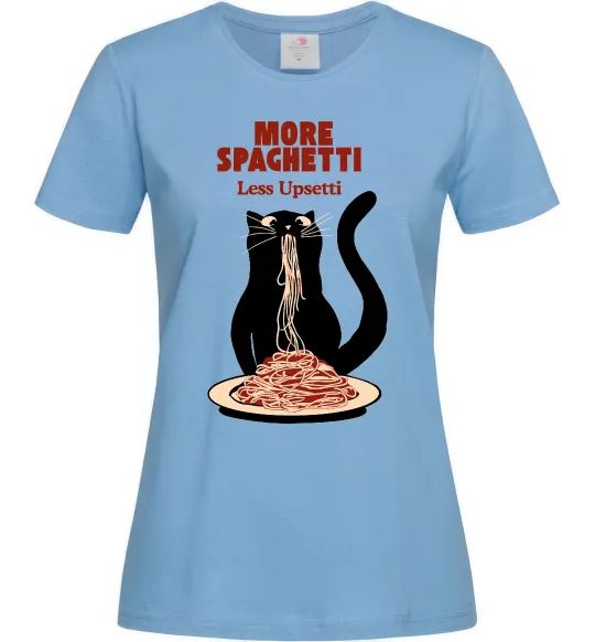 Жіноча футболка More spaghetti less upsetti Блакитний фото