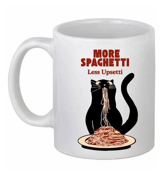 Чашка керамическая More spaghetti less upsetti Белый фото