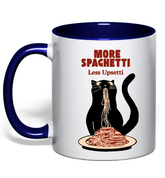 Чашка з кольоровою ручкою More spaghetti less upsetti Глибокий темно-синій фото
