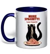 Чашка з кольоровою ручкою More spaghetti less upsetti Глибокий темно-синій фото