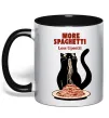 Чашка з кольоровою ручкою More spaghetti less upsetti Чорний фото
