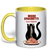 Чашка з кольоровою ручкою More spaghetti less upsetti Лимонний фото