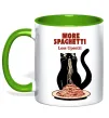 Чашка з кольоровою ручкою More spaghetti less upsetti Лаймовий фото