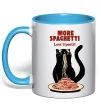 Чашка з кольоровою ручкою More spaghetti less upsetti Блакитний фото