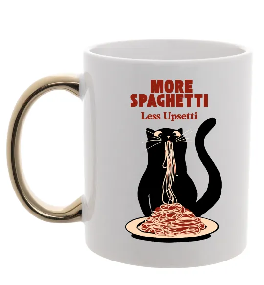 Чашка з кольоровою ручкою More spaghetti less upsetti Золото фото