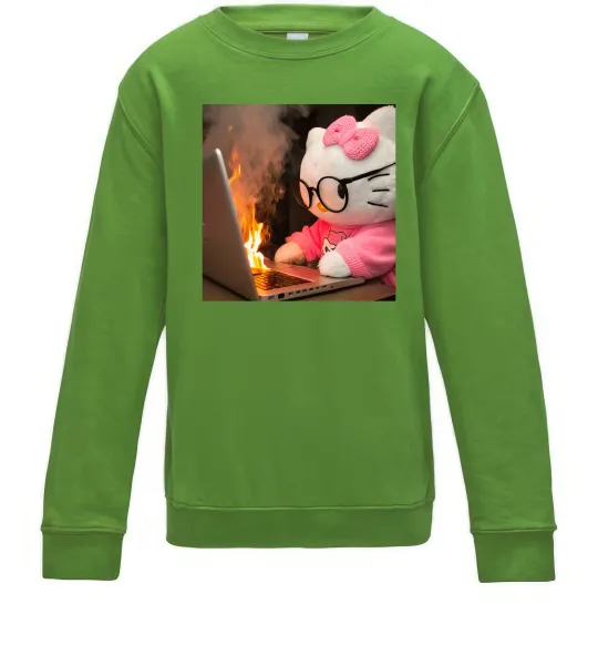 Детский Свитшот Kitty working Лаймовый фото