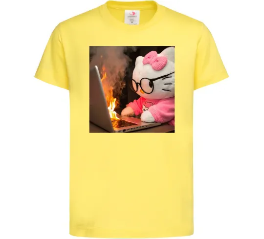 Дитяча футболка Kitty working Лимонний фото