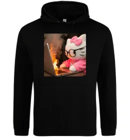 Мужская толстовка (худи) Kitty working Черный фото