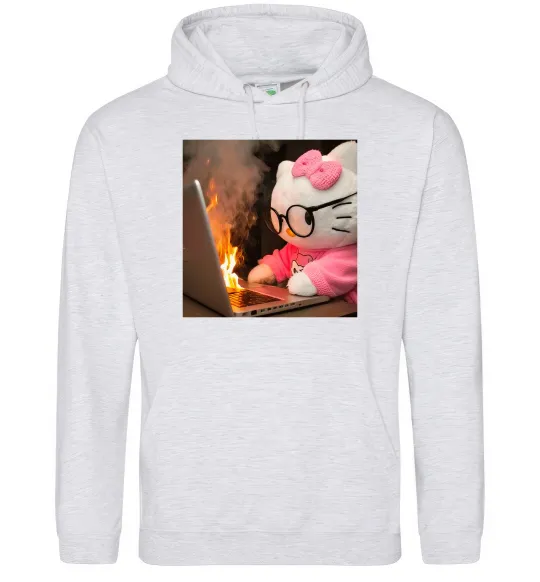 Чоловіча толстовка (худі) Kitty working Сірий меланж фото