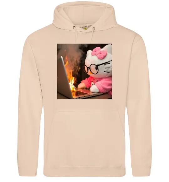 Чоловіча толстовка (худі) Kitty working Пісочний фото