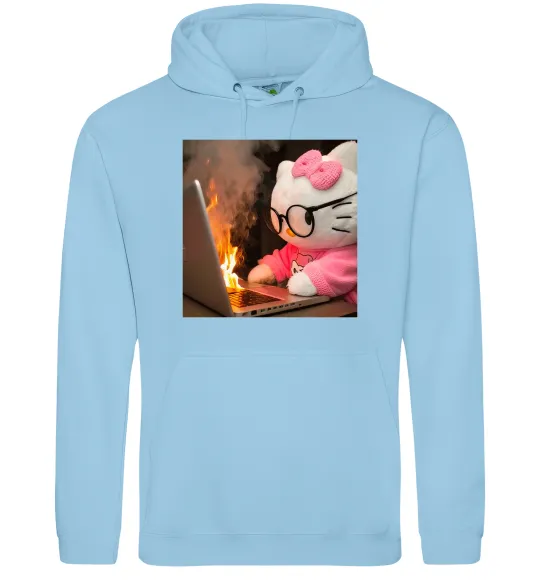 Чоловіча толстовка (худі) Kitty working Блакитний фото