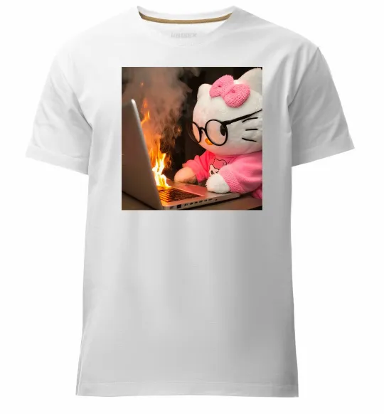 Чоловіча преміум футболка Kitty working Білий фото