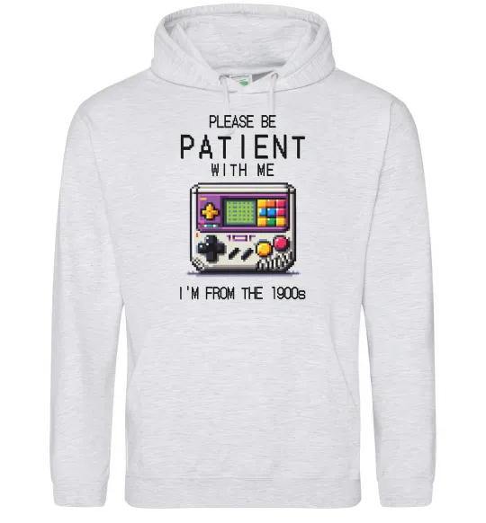Чоловіча толстовка (худі) Be patient I`m from 1900s Сірий меланж фото