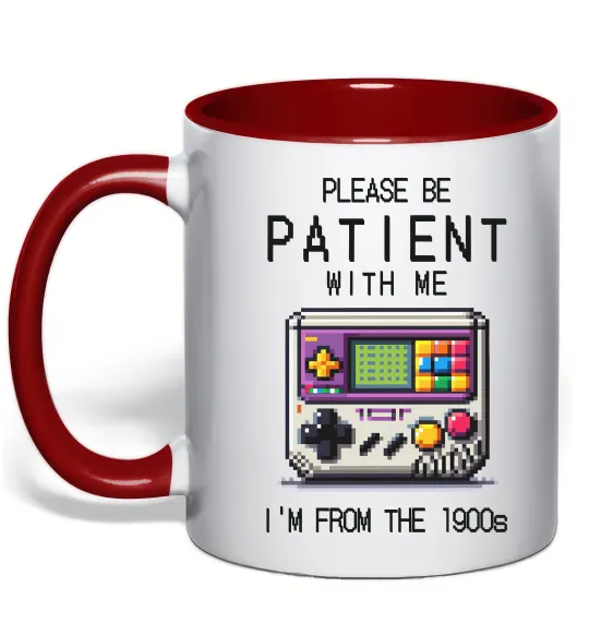 Чашка з кольоровою ручкою Be patient I`m from 1900s Червоний фото