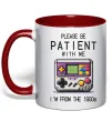 Чашка з кольоровою ручкою Be patient I`m from 1900s Червоний фото