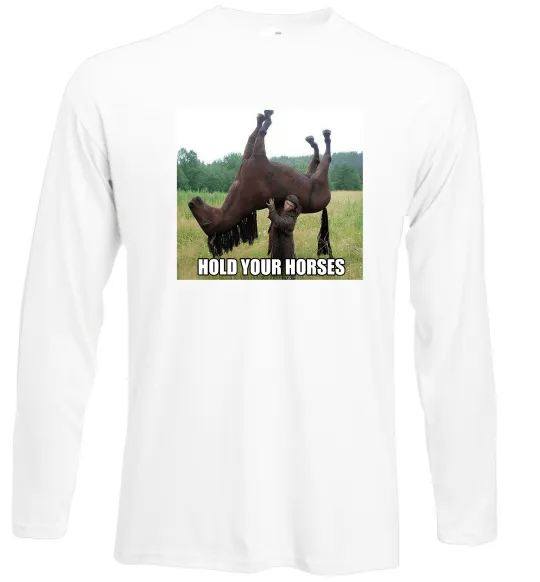Лонгслив Притримай коней Белый фото