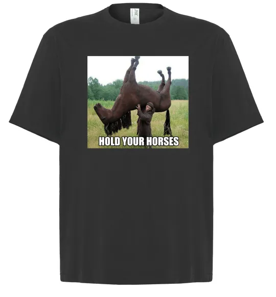 Футболка Оверсайз Притримай коней Черный фото