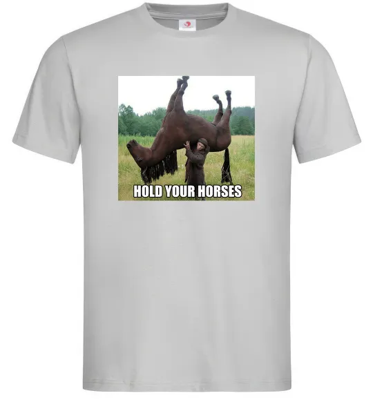 Мужская футболка Притримай коней Серый фото