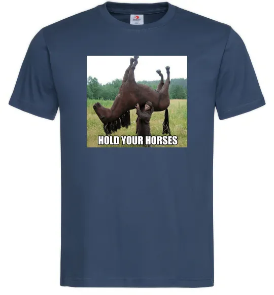 Мужская футболка Притримай коней Темно-синий фото