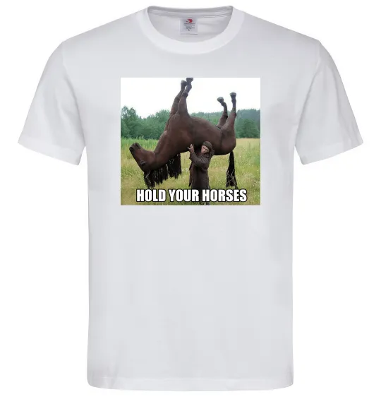 Мужская футболка Притримай коней Белый фото